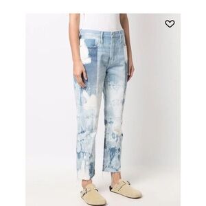Frame‎ women’s new size 27 patchwork denim jeans embellished mixed media